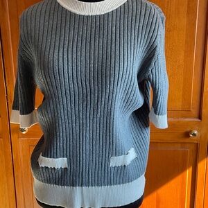 LOFT Two-Tone Ribbed Sweater